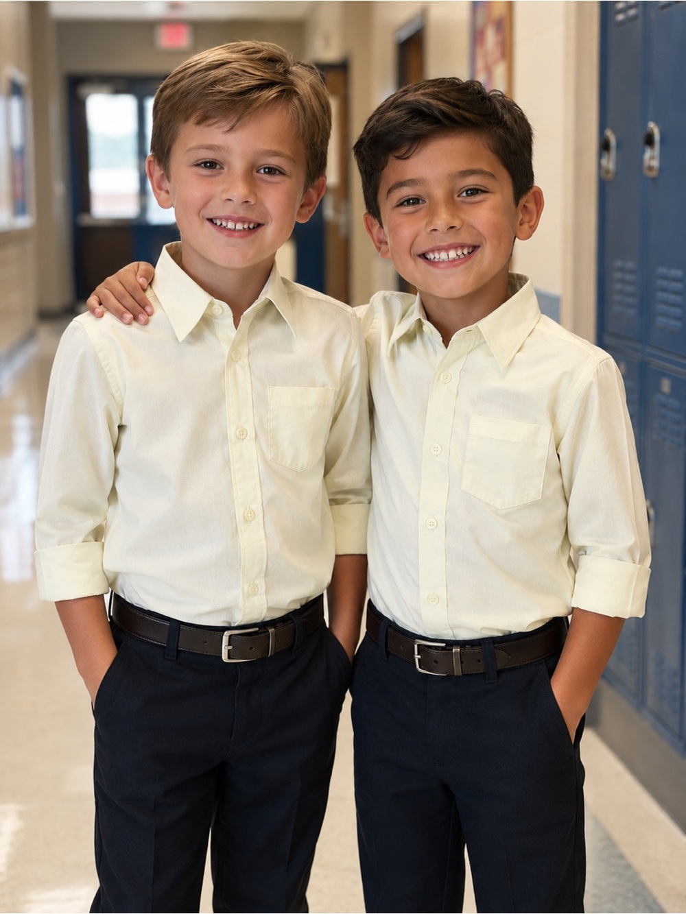 Bundle 2 Boys  Dress Shirts Size 5 White Button Front School Uniform NWT